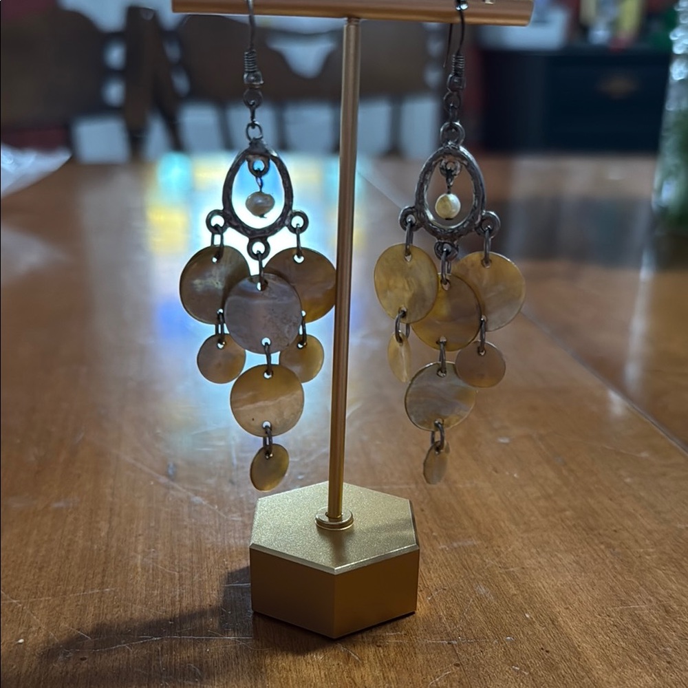 Chic Gold and Silver Dangle Earrings